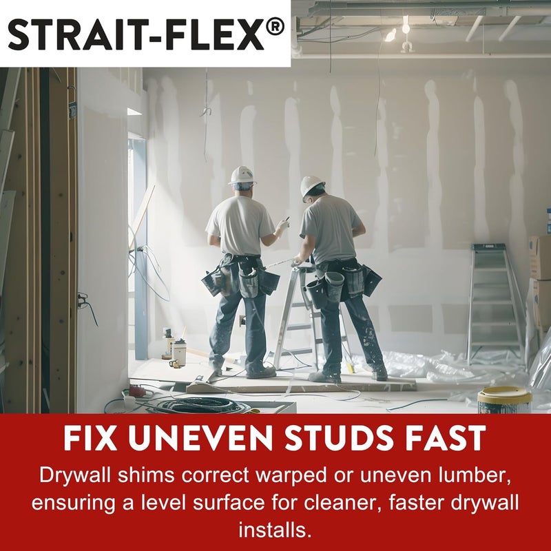 Strait Flex Strait-Flex Drywall Shims for Leveling – Fix Framing Irregularities, Butt Joints, Door Jambs and More – Easy-Dispense Compressed Cardboard Strips - 100 pcs 1-1/2” x 45” x 1/16” - Image 3